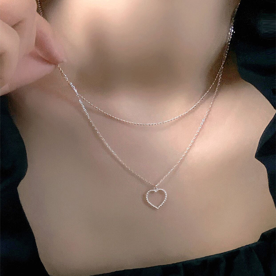Double-layer Twin Necklace Love Thin Chain Simple Clavicle Chain