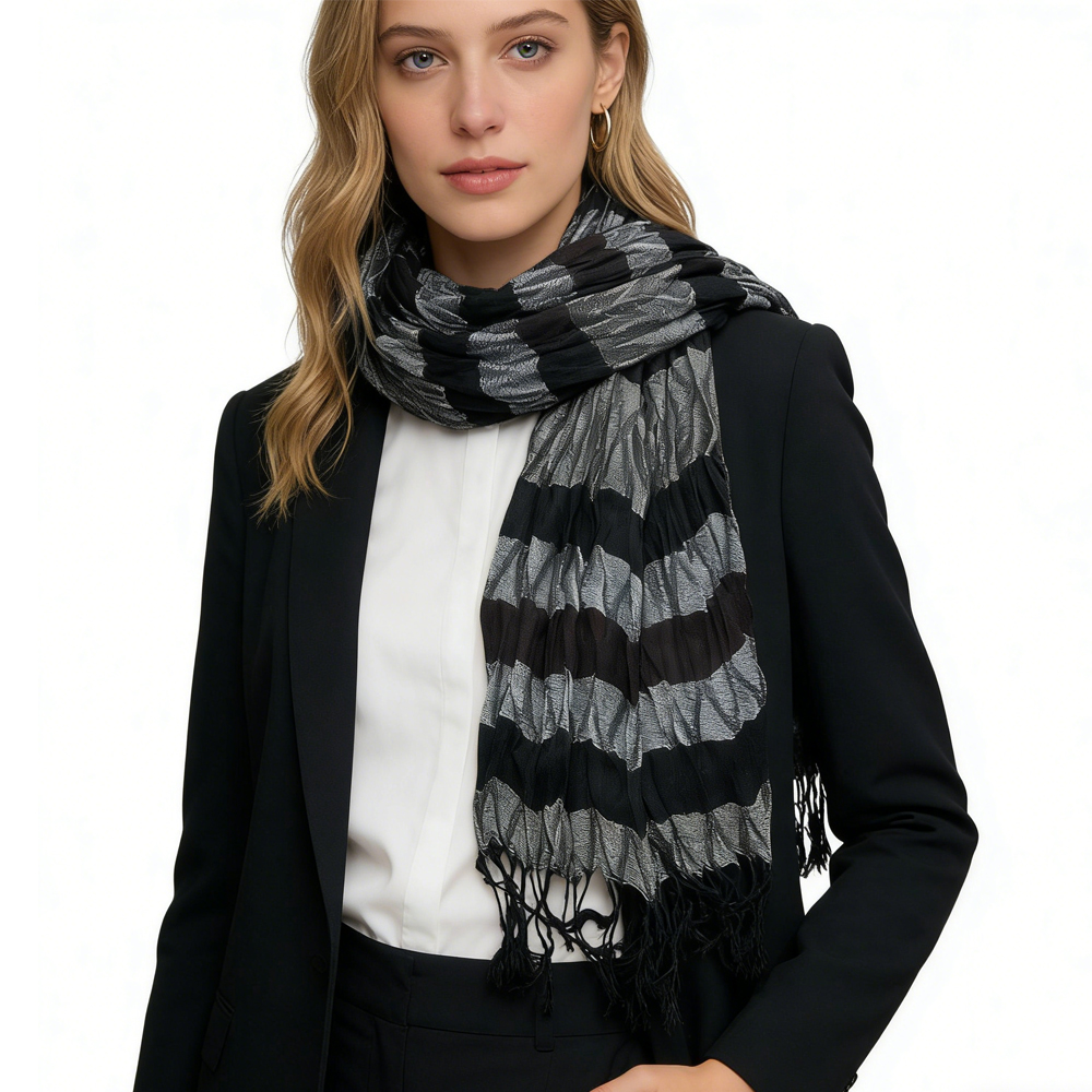 Unique Texture Jacquard Pattern,Warm Beige Neutrals Scarf,Versatile Everyday Scarf ,Pairs With All Casual Outfits,Office Appropriate Subtlety For Women Men