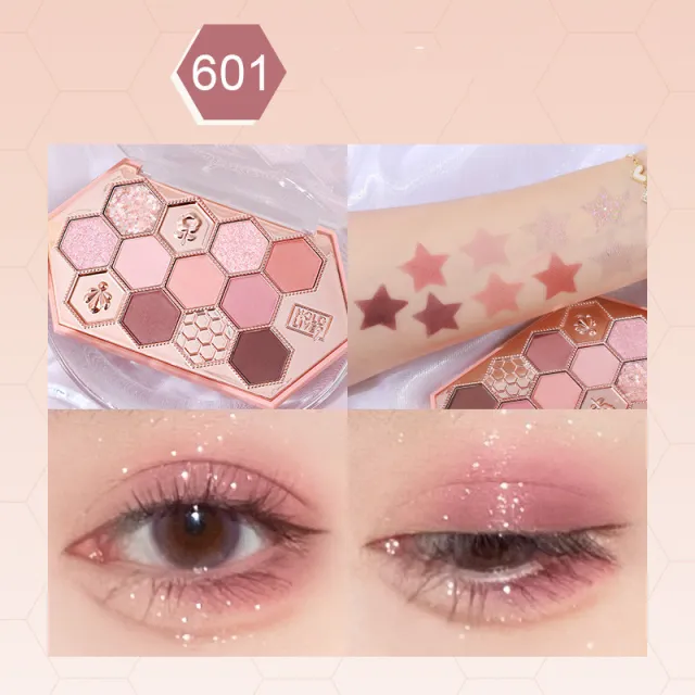 Honeycomb Diamond Eyeshadow Palette Honey Tea Orange Brown Matte Pearlescent Glitter Color Daily Honey Powder Brown - Shop at LoveMi