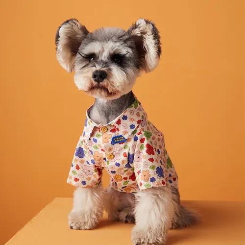 Thin Puppy Cute Flower Shirt Polka Dot