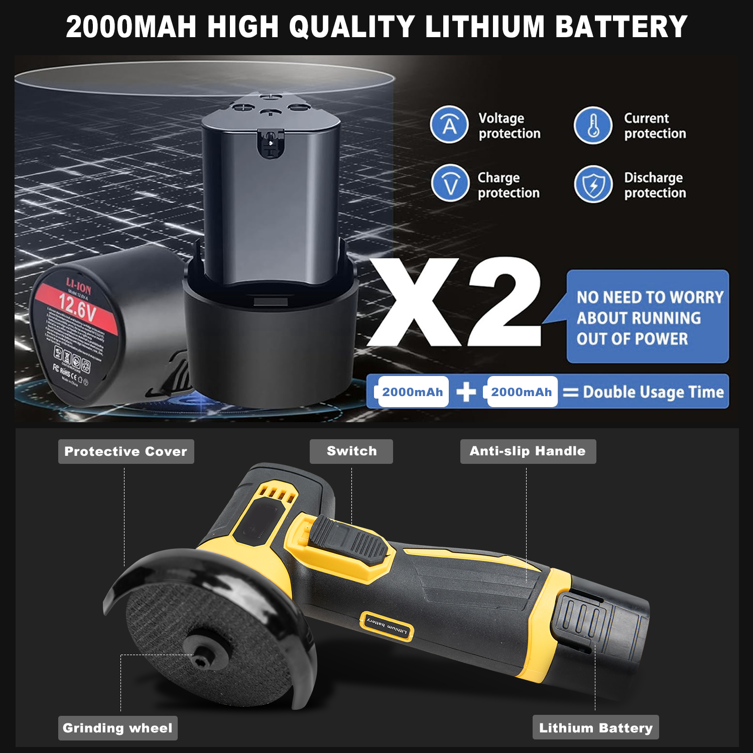 12V Mini Angle Grinder Rechargeable Grinding Tool Polishing Grinding Machine — foto 8