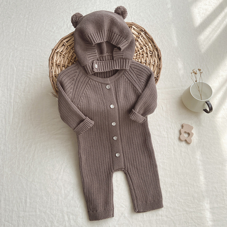 Coffee color jumpsuit with hat