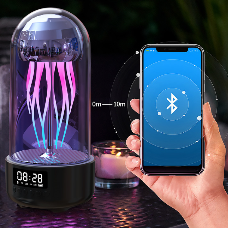 3in1 Colorful Jellyfish Lamp med Clock Luminous bærbar - Miniatyr 9