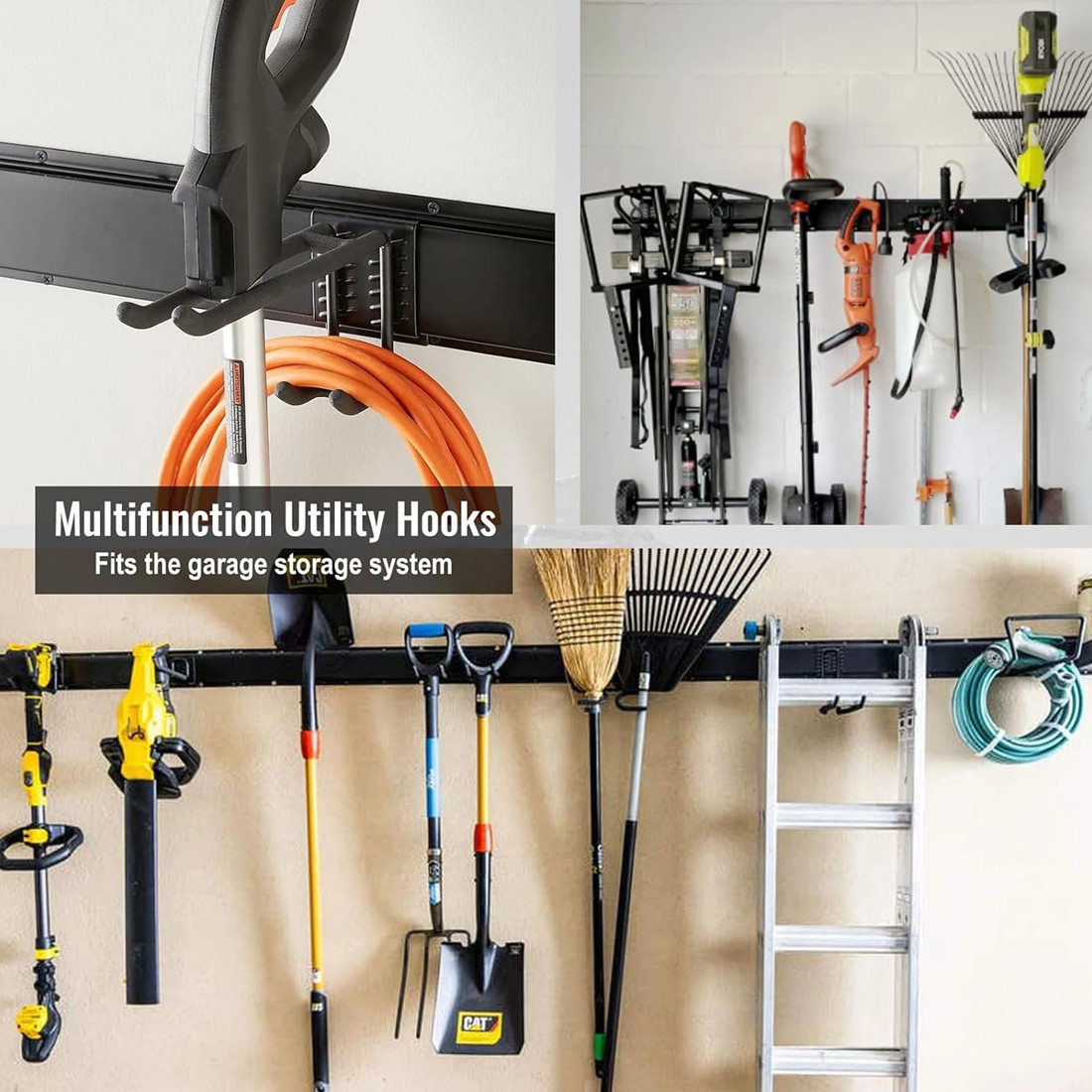 NEW 3x Garage Garden Tool Holder Storage Rack Shed Wall Mounted Organiser Long Hooks