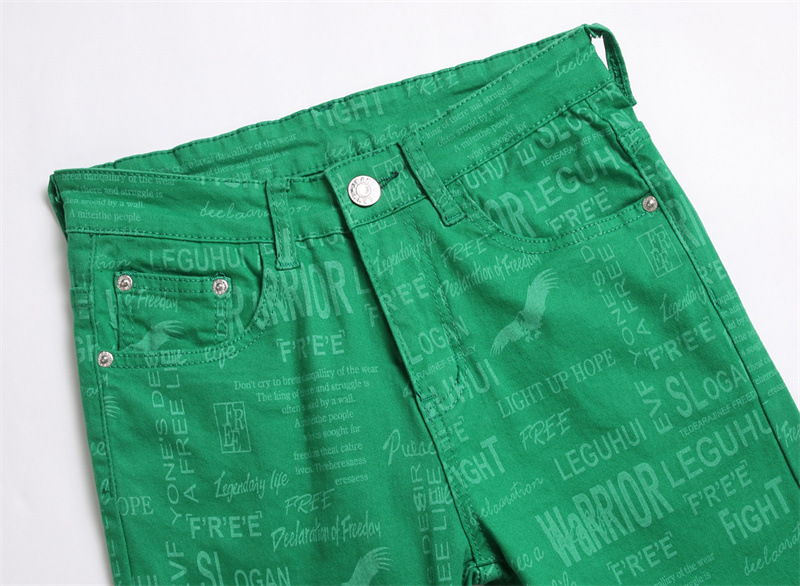 Title 4, Groene jeans met digitale print, modieus, midde...