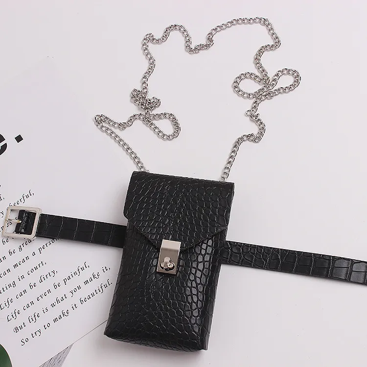 Crossbody Pattern Leather Bucket Small Bag Mini Mobile Phone Bag - Black