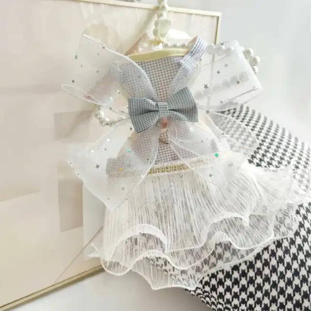 Layers Of Yarn Pet Leash Cat Universal Fairy Princess Dress Grey Threelayer Yarn - Shop at LoveMi