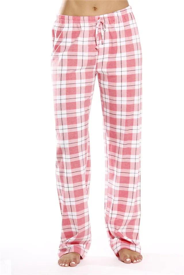 Classic Plaid Home Casual Loose Women's Pants Pink - Shop at LoveMi