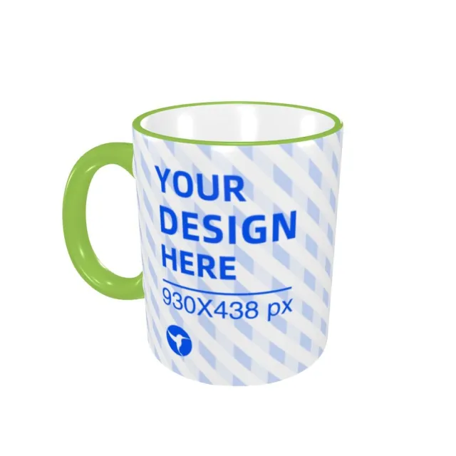 Eco friendly Ceramic Comfortable Handle Edge Color Mug Green - Shop at LoveMi
