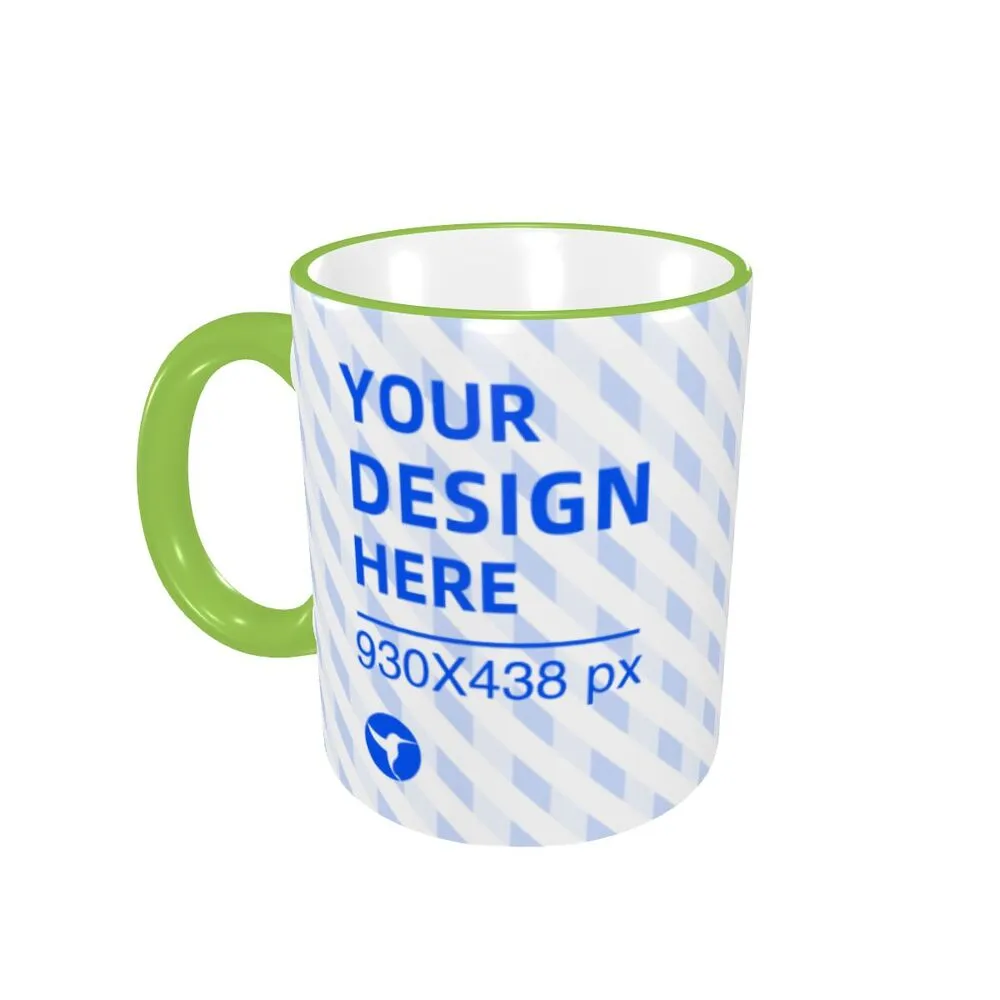Eco-friendly Ceramic Comfortable Handle Edge Color Mug - Green