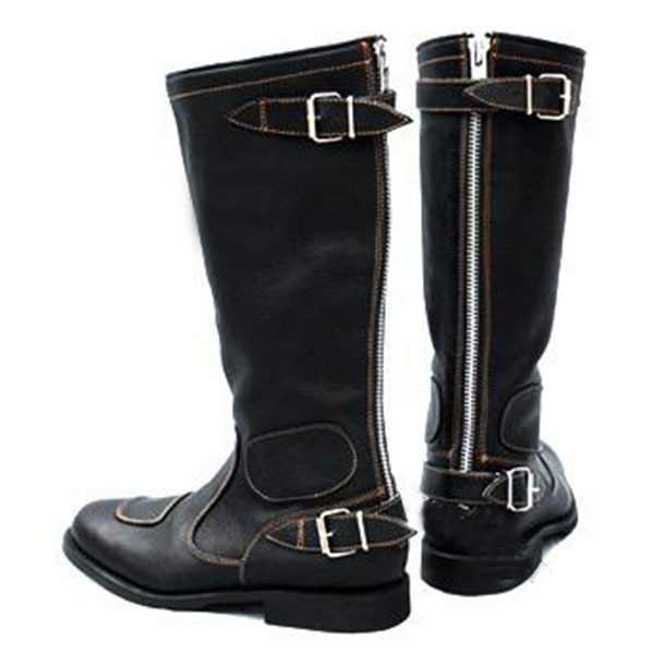 Men's Large Size Motorcycle Boots With High Metal Trim