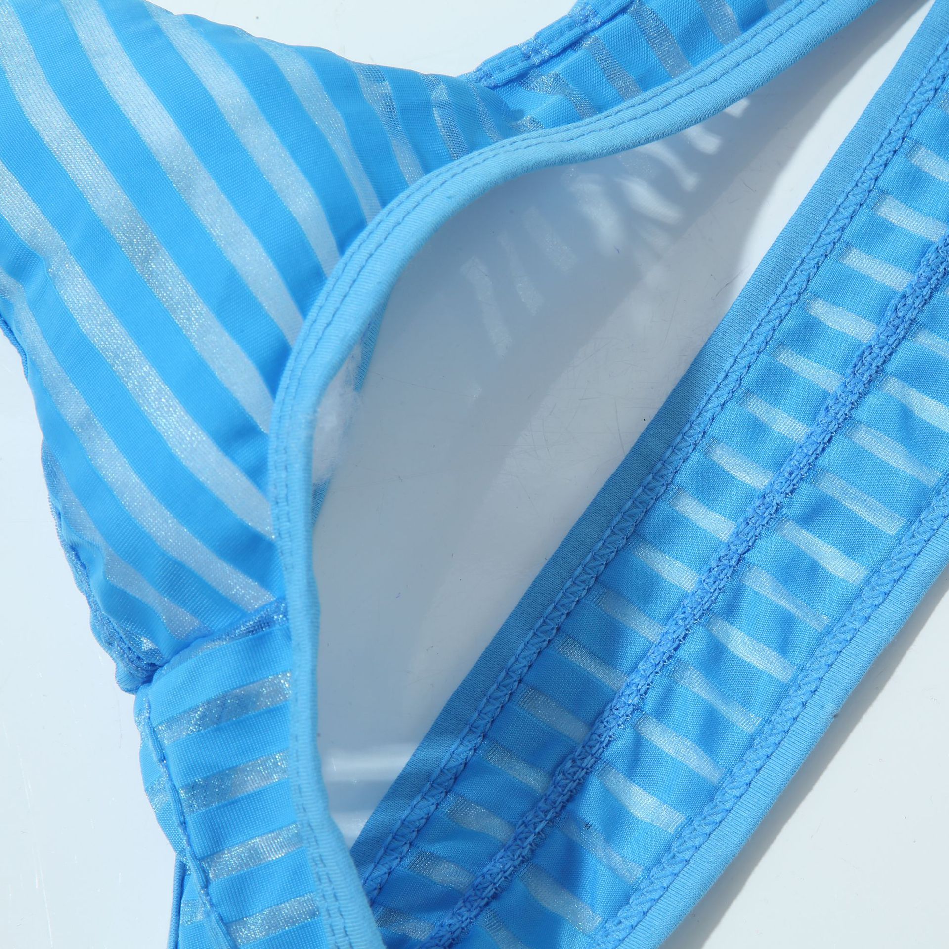Men's Underwear Ice Silk Striped Jumpsuit Sexy Thong