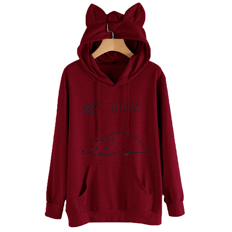 Title 3, Loose cat print hooded women