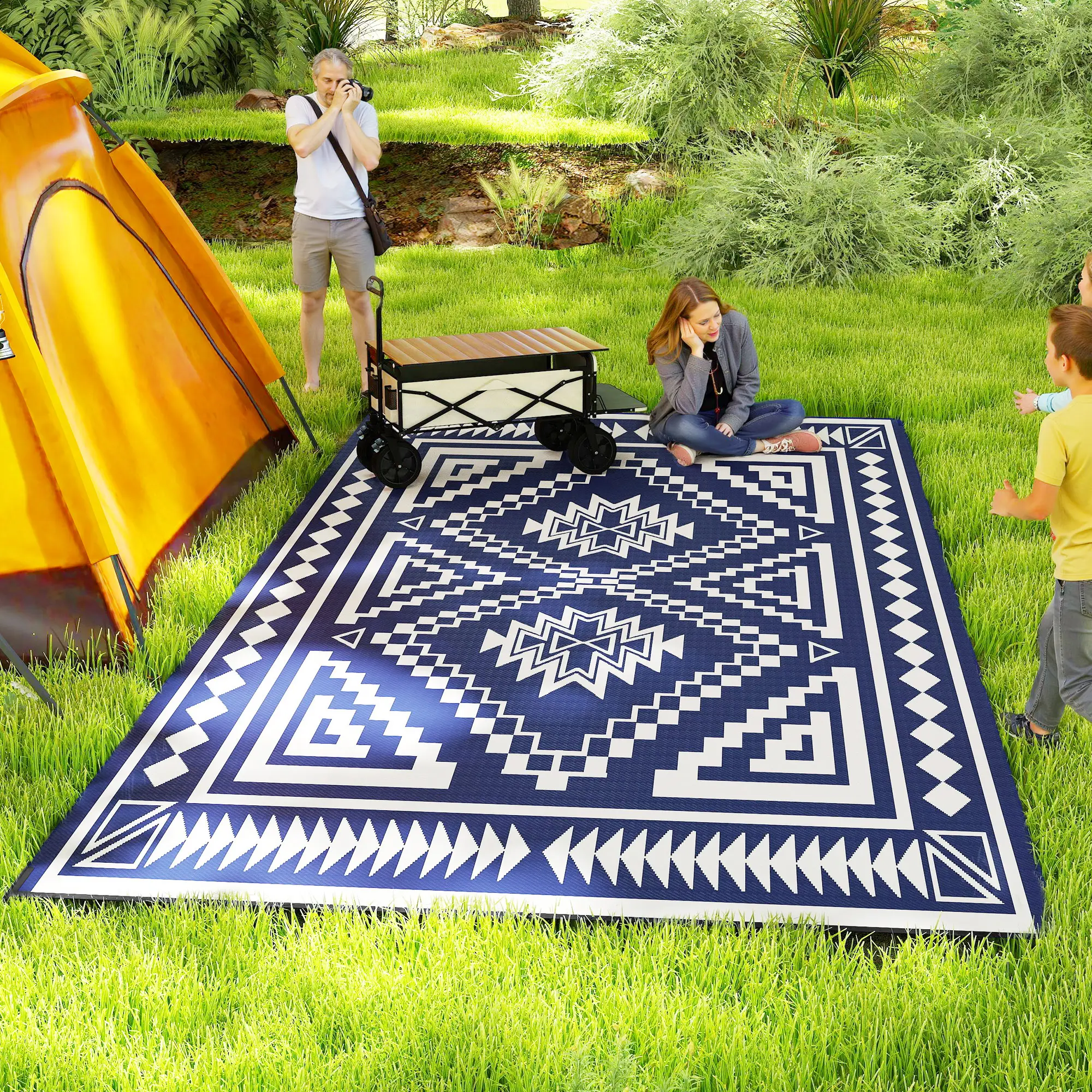 Reversible Outdoor Rug, Waterproof Plastic Straw