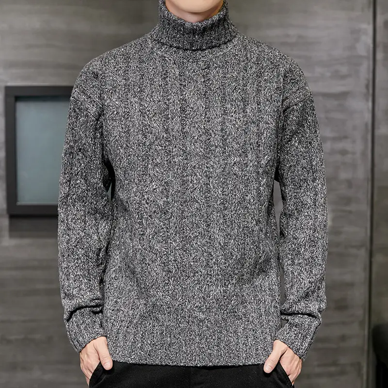 Loose High Neck Men Sweater Thickening