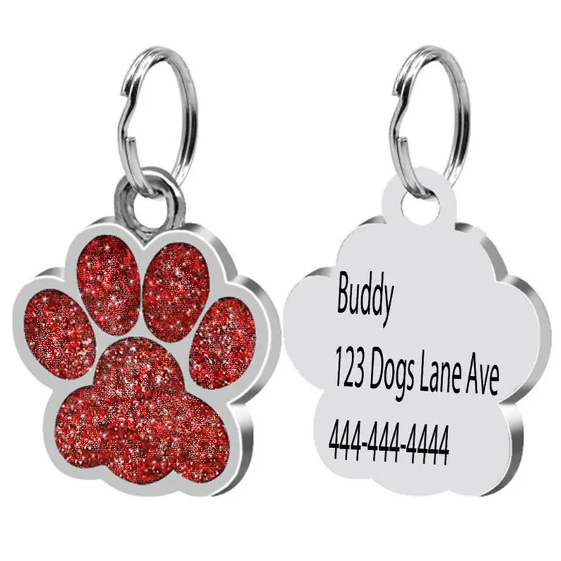 Pet Lover Gift Custom Dog Tag Personalized Flash - Red