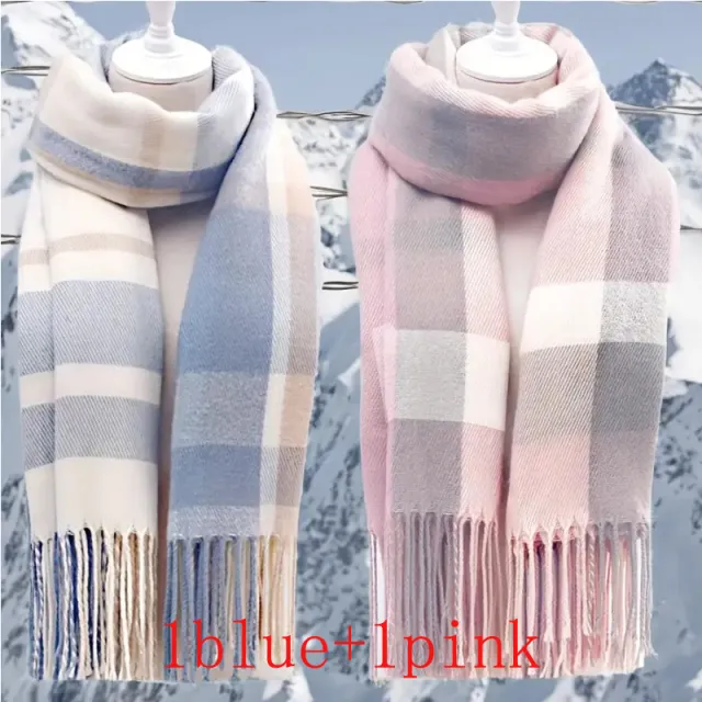 Couple Winter Scarf Thick Warm Polyester Tassel Shawl Wrap, 180x70cm Unisex Scarves For Women & Men, Christmas Thanksgiving Gift Colorful - Shop at LoveMi