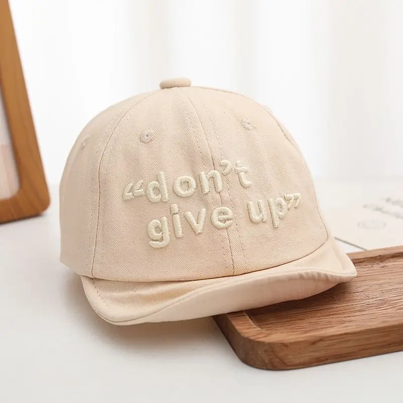 Summer Boys And Girls' Inspirational Letter Embroidery Round-brimmed Soft-awning Street Kids' Style Baseball Cap For Daily Outings