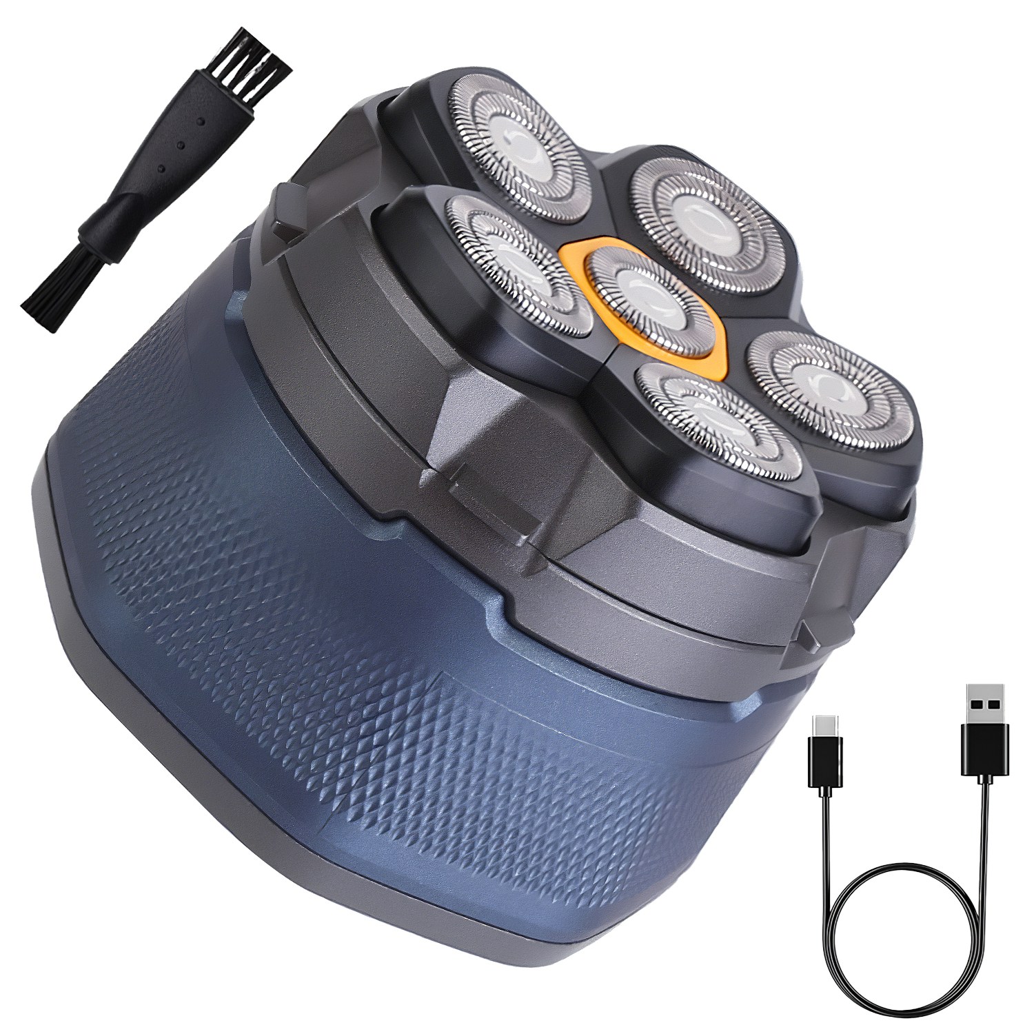 1Pc  Cordless Electric Head Shaver For Men 6D Magnetic Floating Head IPX6 Waterproof Wet Dry Shaving Electric Razor Type-C Rechargeable Trimmer With LED Digital Display For Bald Man