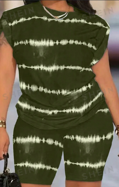 Slayr Tie Dyed Round Neck Short Sleeve Top And Shorts - Image 1