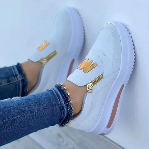 Large Size Sports Shoes Flat Solid Color Women's Casual