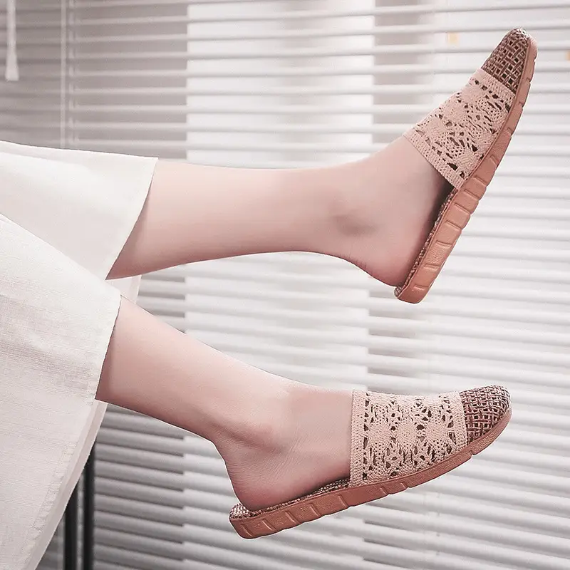 Women's Summer Rattan Grass Woven Sandals And Slippers Breathable Non-slip