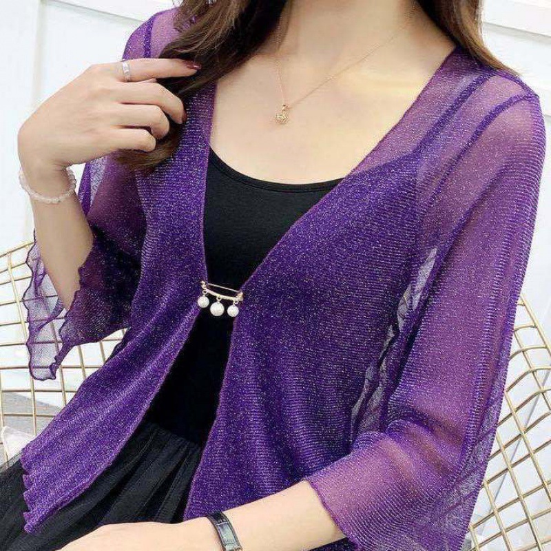 Lotus Leaf Sleeve Lace Small Outer Mesh Cardigan