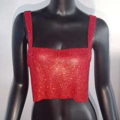 Bling Rhinestones Party Crop Top Full Diamonds Sequins Top - Figure3-M - View 1