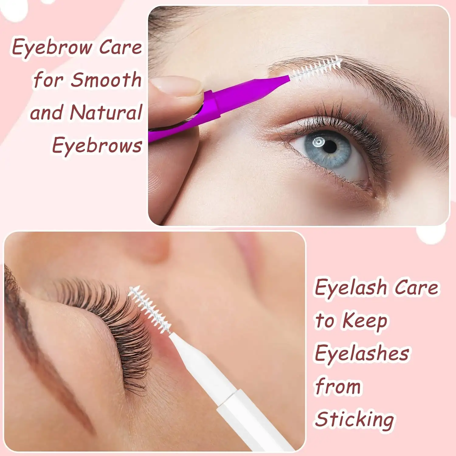 20 50 80 Pcs Micro Eyebrow & Lash Brush Set With Caps. Multifunctional For Brow Lamination, Extensions & Makeup. Includes Spoolies & Angled Brushes In 5 Colors.