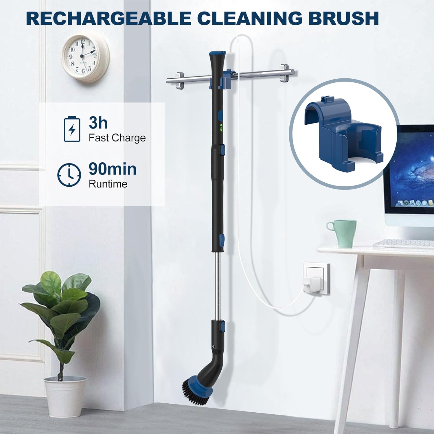 Electric Spin Scrubber Cordless Cleaning Brush With 4 Replaceable Brush Heads And Adjustable Extension Handle Power Shower Scrubber For Bathroom Kitchen Tub Tile Floor