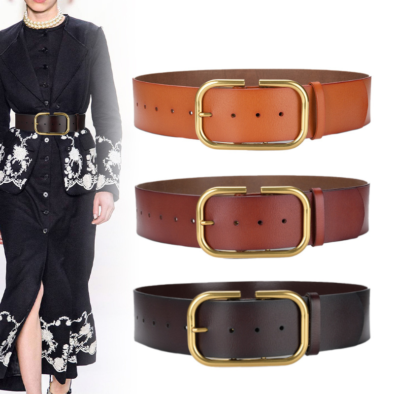 Extra Wide Leather Waist Seal Women's Trench Coat Belt