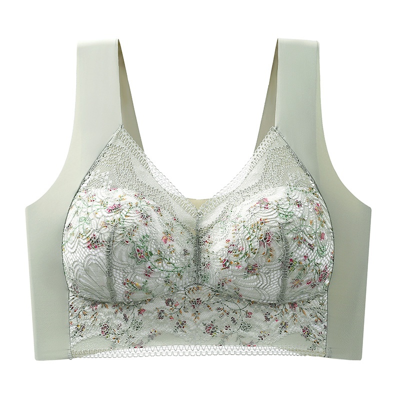 Title 4, Small Floral Ice Silk Seamless Beautiful Back Bra