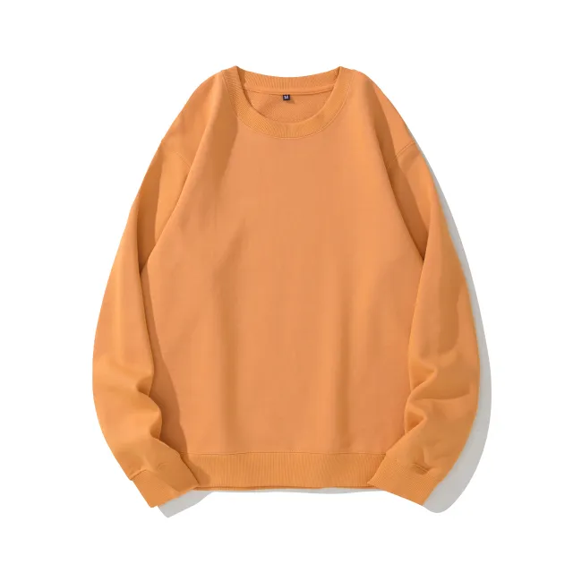Heavyweight Round Neck Sweater Thickened Terry Solid Color Couple Deep Turmeric 2Xl - Shop at LoveMi