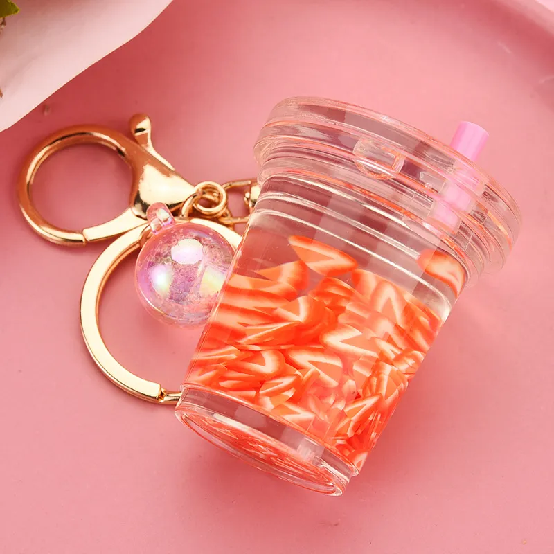 Fruit Chip Floating Key Chain Pendant - Rose Red