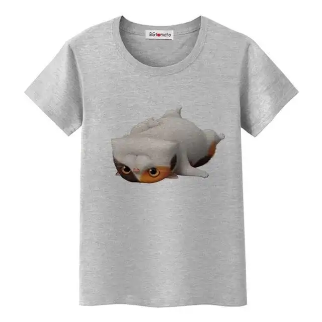 Cat Print Short Shirt Team Uniform European And American Fabrics