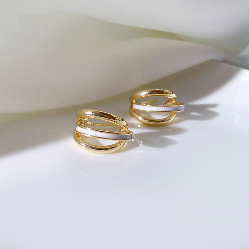 Geometric Metal Frosty And Port Flavour High-end French Face Thin Earrings