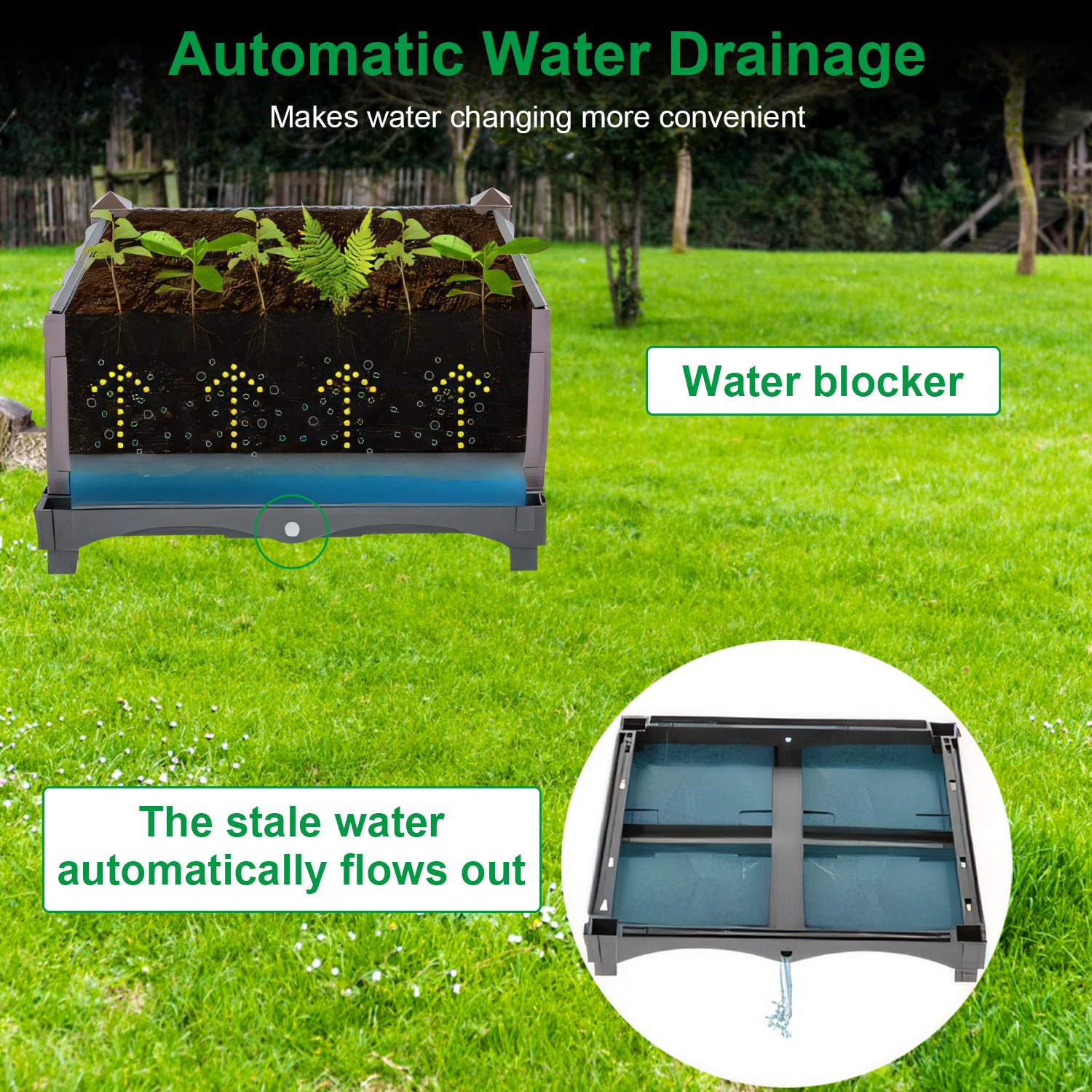1 Set Raised Garden Bed For Spring Garden Decoration Plant Growth Box With Self-watering System For Garden Patio Balcony Elevated Planter Box For Flowers Vegetables Herbs
