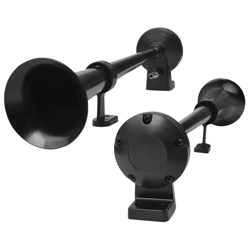 150db 12V Black Super Loud Single Trumpet Air Horn Kit Truck Lorry Boat Train