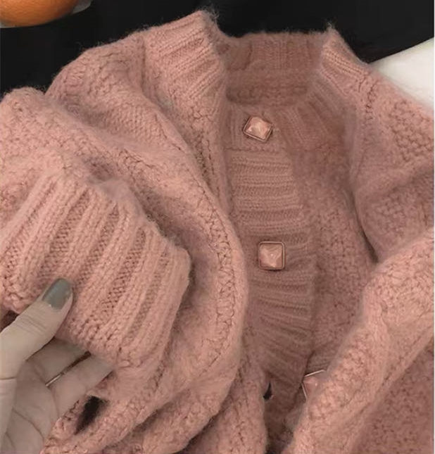 Retro Twist Sweater Coat Women Loose Lazy Style Knitted Cardigan