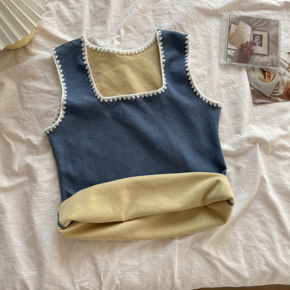 Velvet Square Collar Halter Vest For Women