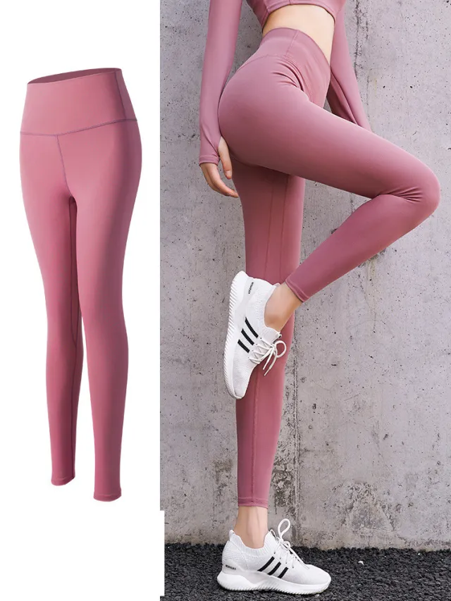 Stretch High Waist Bottoming Buttocks Fitness Pants Pink - Shop at LoveMi