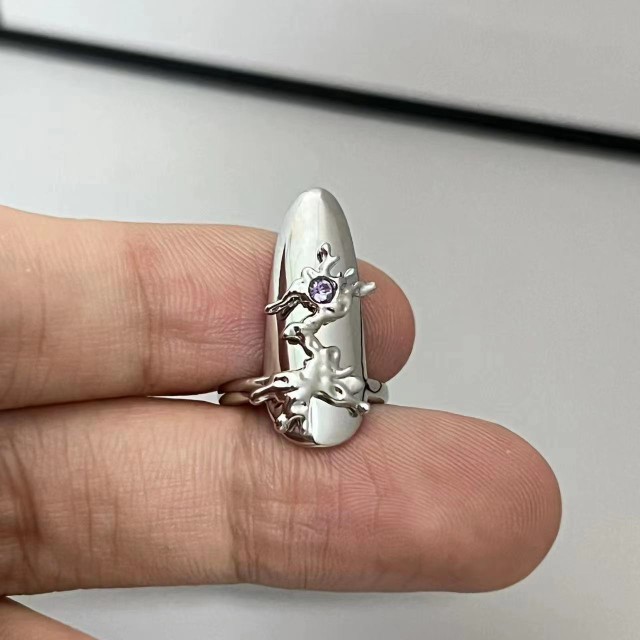 Title 6, Punk Butterfly Nail Ring Armor Metal Flower Cha...