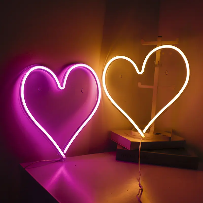 Love Heart Neon Acrylic Transparent Back Molding