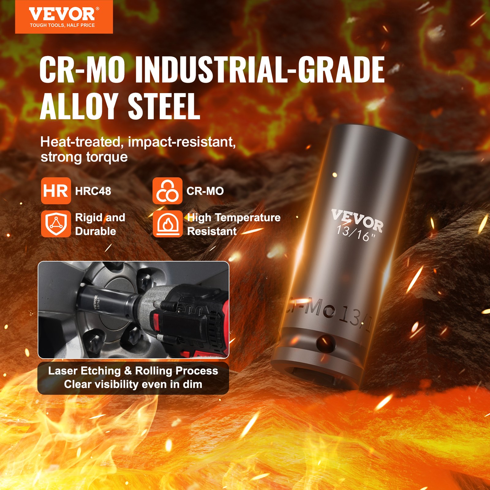 VEVOR Impact Sockets Set 130PCS 6 Point Drive Bit Ratchet Tool Kit thumbnail 1