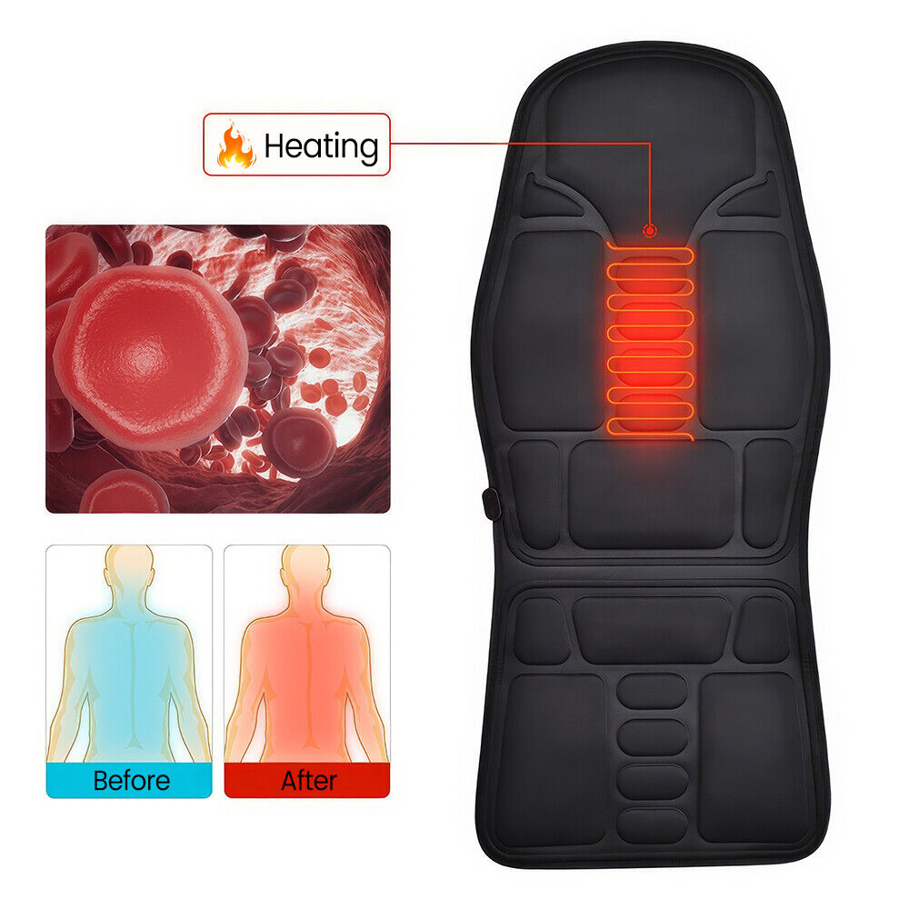 Massage Cushion Full Back Car Home Chair Seat Pad Mat 8 Modes Neck Heat Massager