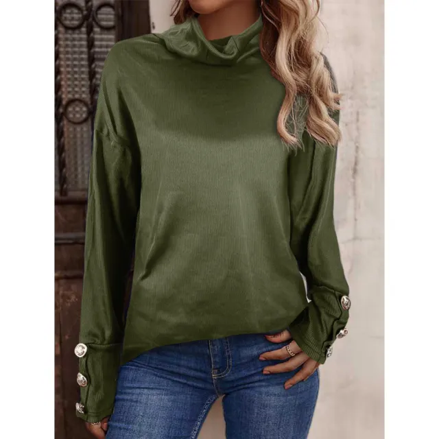 New European And American Women's Sweater High Button Top Green - Shop at LoveMi