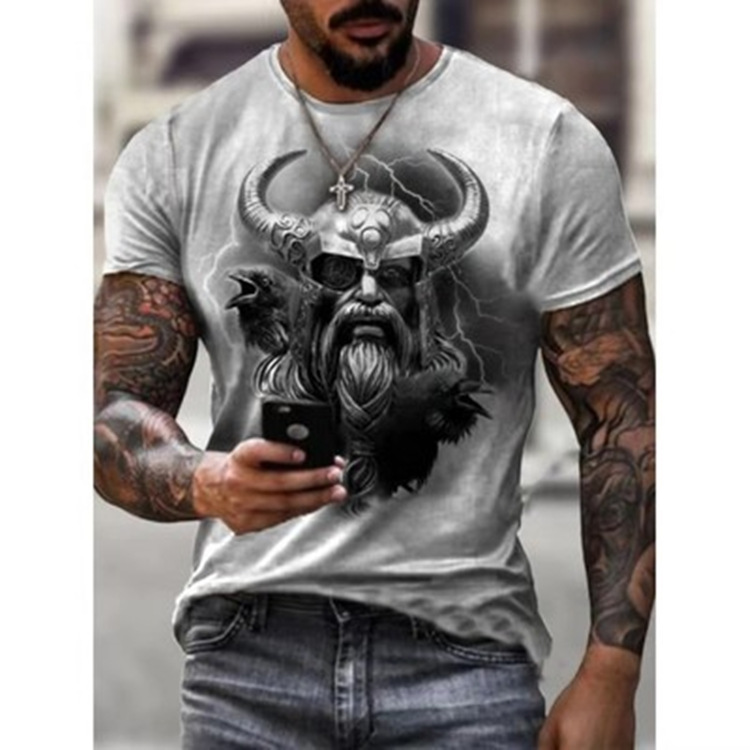 Title 2, T-shirt homme été imprimé 3D motif guerrier rét...