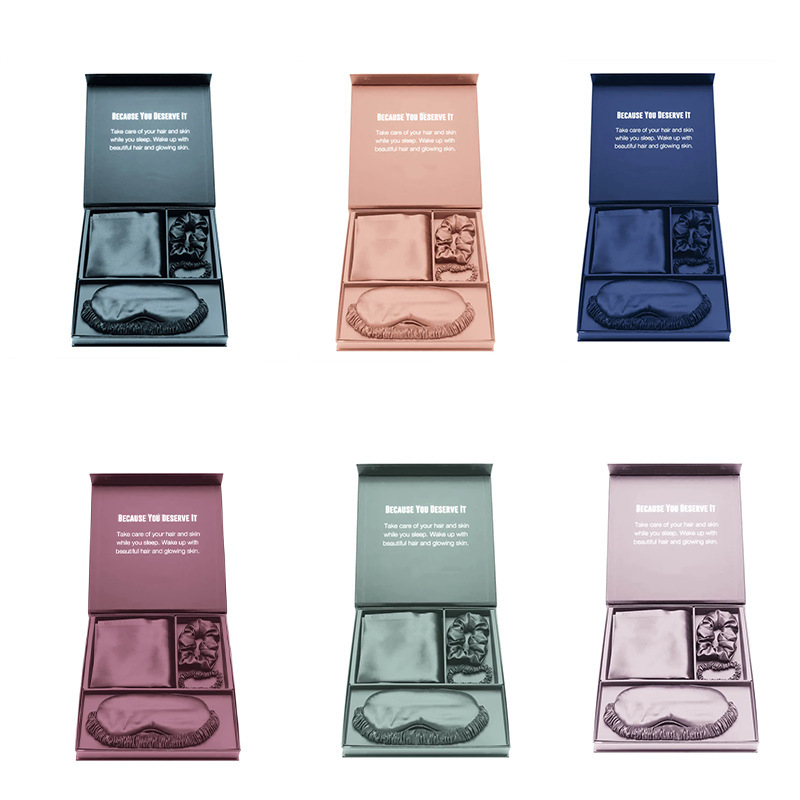 Luxury Satin Sleep Mask, Scrunchie & Pillowcase Set  Comes In A Gift Box, Ideal For Travel, Bedtime & Skincare