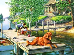 Living Room Decoration Painting Round Diamond Square Diamond - Embroidered Dog - View 1