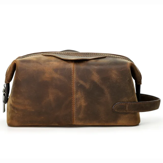 Black Angel Retro Crazy Horse Leather European And American Clutch Black - Shop at LoveMi